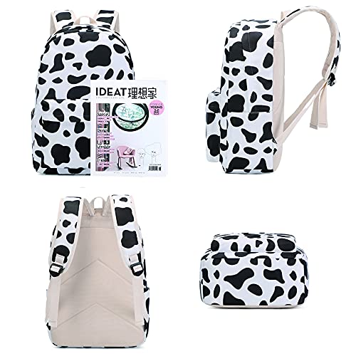 Sunborls Backpack for Teen Girls Lightweight High-capacity Middle Student Bookbag Women Backpack With Lunch bag Pencil Bags Student Bookbags 3Pcs(cow pattern)