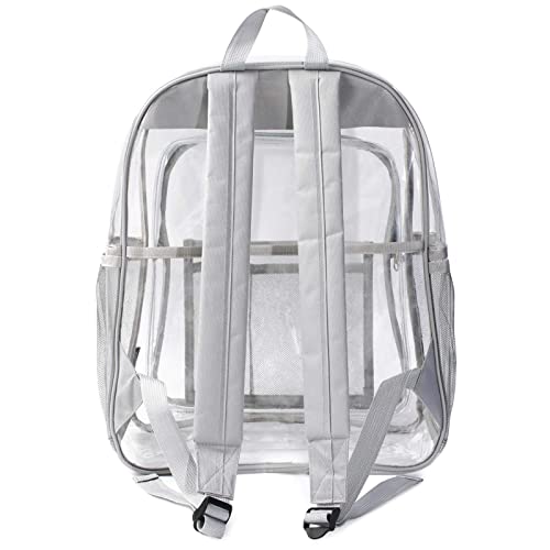 Clear Backpack Heavy Duty, Mofasvigi PVC Large See Through Backpack Back To School Bag, Waterproof Transparent Bookbags for School, Work, College (Grey)