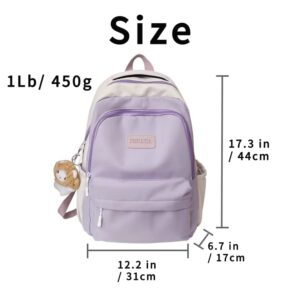Kawaii Aesthetic Back to School Backpack with Lovely Pendant for Girls and Boys Christmas Gifts in 5 Colors (Black)