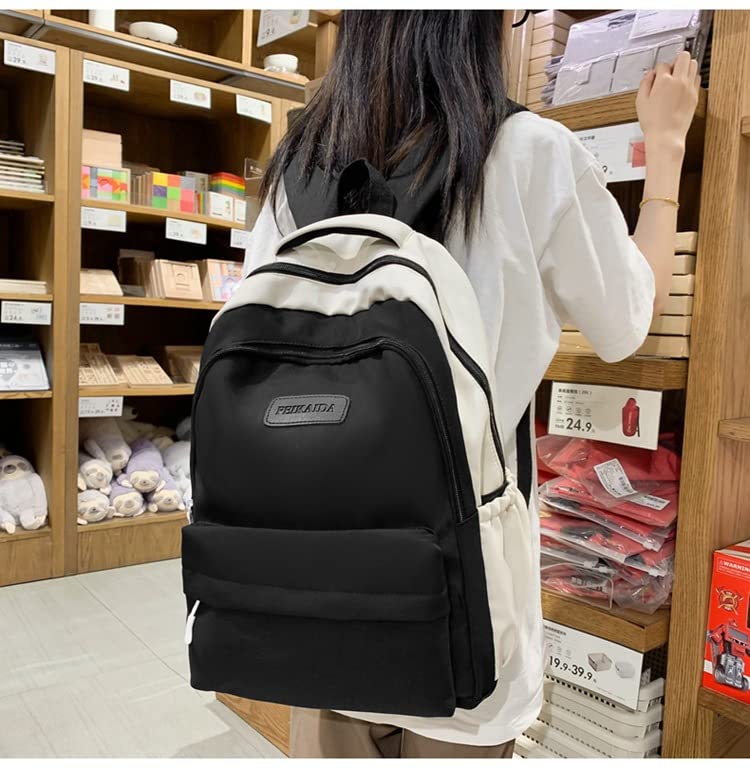 Kawaii Aesthetic Back to School Backpack with Lovely Pendant for Girls and Boys Christmas Gifts in 5 Colors (Black)