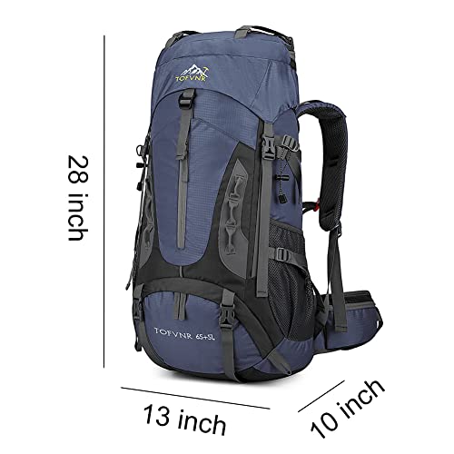 DADAYIYO 70L Large Capacity Waterproof Ultralight Hiking Backpack ,Outdoor Sport Travel Daypack for Climbing Camping (Blue), 27.6*13*9.4 inch (2201)