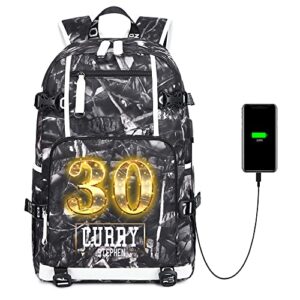 ansigeren dazzling gold 30 basketball player star sc creative backpacks sports fan bookbag travel student backpack for men women (3)