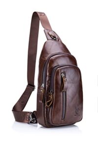 sling bag, leather chest bag crossbody shoulder business backpack outdoor coffee