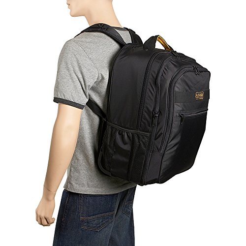 A.Saks Expandable Trolley Laptop Backpack (Black)