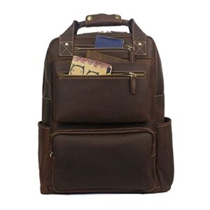 leather laptop backpack for men,travel backpack trolley sleeve,college school rucksack men fits 17 inch notebook,brown (light brown)