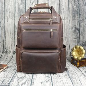 Leather Laptop Backpack for Men,Travel Backpack Trolley Sleeve,College School Rucksack Men Fits 17 Inch Notebook,Brown (Light Brown)