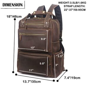 Leather Laptop Backpack for Men,Travel Backpack Trolley Sleeve,College School Rucksack Men Fits 17 Inch Notebook,Brown (Light Brown)