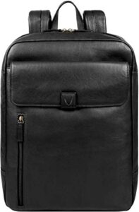 hidesign aiden large multi-functional leather 17 inch laptop backpack (black)