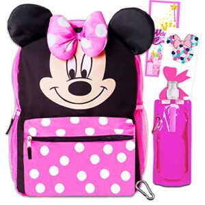 disney bundle disney minnie mouse school supplies set – minnie school bag bundle with 16 backpack for girls with rhinestone stickers, disney school supplies
