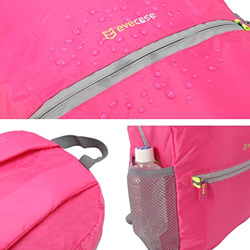 Packable Daypack - Evecase Lightweight Water Resistant Outdoor Hiking Backpack -Pink