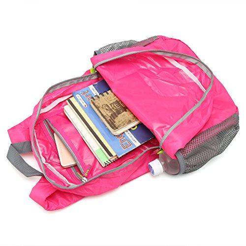 Packable Daypack - Evecase Lightweight Water Resistant Outdoor Hiking Backpack -Pink