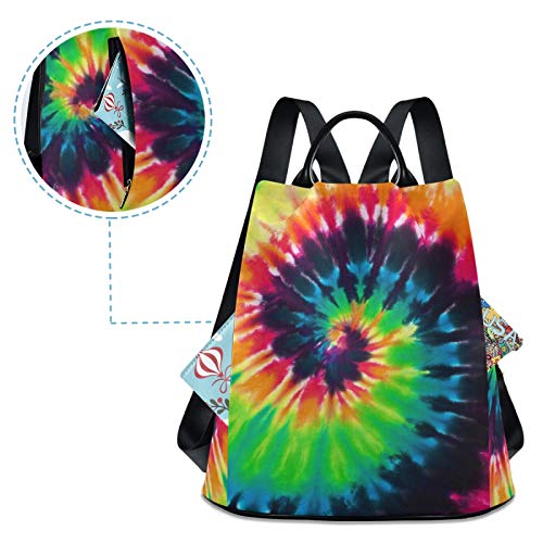 ALAZA Colorful Tie Dye Spiral Pattern Backpack Purse for Women Anti Theft Fashion Back Pack Shoulder Bag
