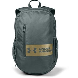 under armour adult roland backpack , lichen blue (424)/metallic gold luster , one size fits all