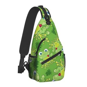cute frog sling bag for women men,animal print crossbody shoulder bags casual sling backpack chest bag travel hiking daypack for outdoor