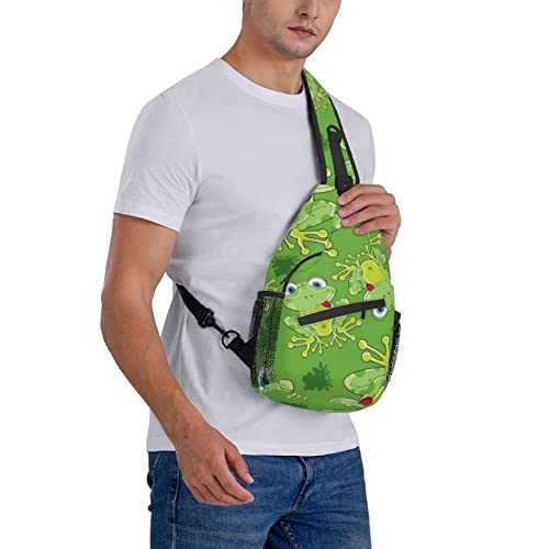 Cute Frog Sling Bag For Women Men,Animal Print Crossbody Shoulder Bags Casual Sling Backpack Chest Bag Travel Hiking Daypack For Outdoor