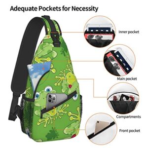 Cute Frog Sling Bag For Women Men,Animal Print Crossbody Shoulder Bags Casual Sling Backpack Chest Bag Travel Hiking Daypack For Outdoor