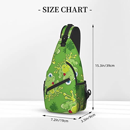 Cute Frog Sling Bag For Women Men,Animal Print Crossbody Shoulder Bags Casual Sling Backpack Chest Bag Travel Hiking Daypack For Outdoor