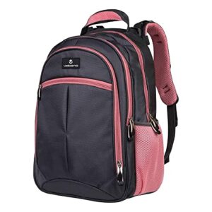 volkano orthopedic series airflow ventilation laptop backpack with padded back, ergonomic backpack with laptop compartment 15.6″ sleeve, sturdy travel backpack, for work or school, pink/gray