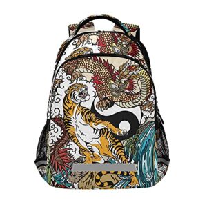 glaphy chinese dragon tiger backpacks laptop school book bag lightweight daypack for men women teens kids