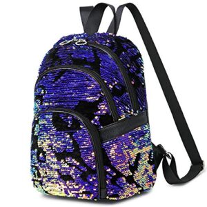abshoo small backpack for women girls cute mini sparkly bookbag purse (purple)