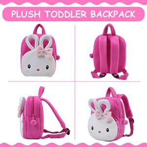 Toddler Backpack for Girls, ChaseChic Cute Cartoon Mini Plush Lightweight Soft Baby Backpack, Daycare backpack, Bunny