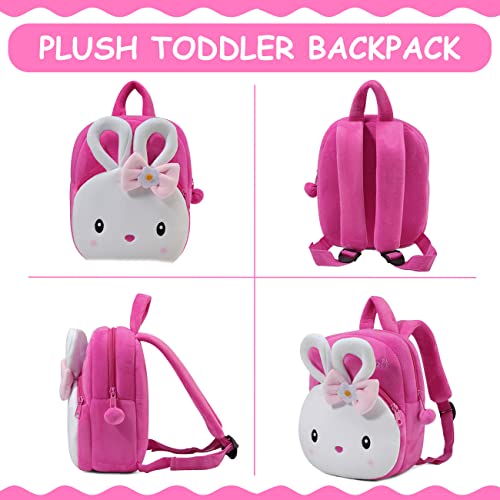 Toddler Backpack for Girls, ChaseChic Cute Cartoon Mini Plush Lightweight Soft Baby Backpack, Daycare backpack, Bunny