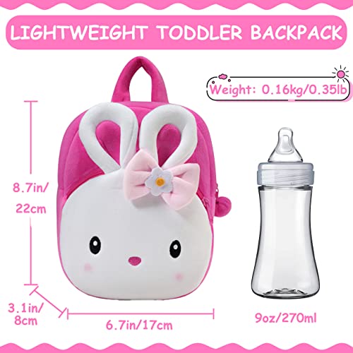 Toddler Backpack for Girls, ChaseChic Cute Cartoon Mini Plush Lightweight Soft Baby Backpack, Daycare backpack, Bunny