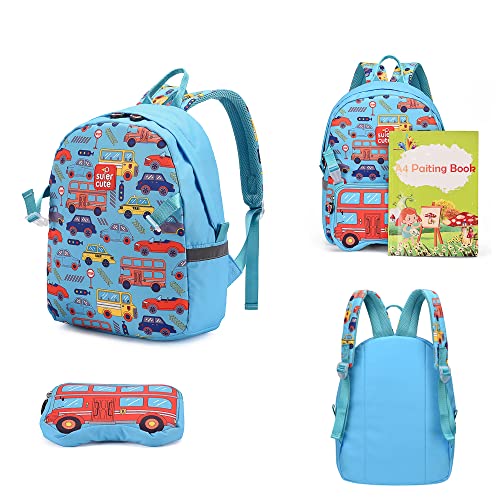 TONG&HIN.Y Toddler Backpack,Waterproof Preschool Backpack,Cute Kids Backpack,Backpack for Boys Girls with Shoulder Backpack (blue car)