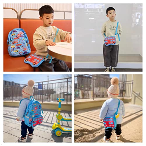 TONG&HIN.Y Toddler Backpack,Waterproof Preschool Backpack,Cute Kids Backpack,Backpack for Boys Girls with Shoulder Backpack (blue car)