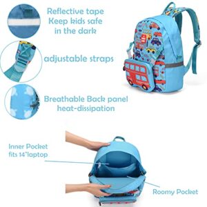 TONG&HIN.Y Toddler Backpack,Waterproof Preschool Backpack,Cute Kids Backpack,Backpack for Boys Girls with Shoulder Backpack (blue car)