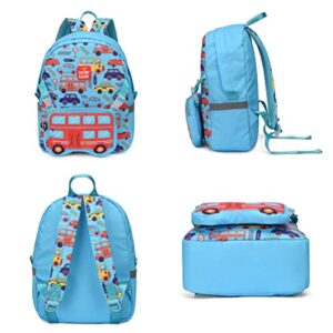 TONG&HIN.Y Toddler Backpack,Waterproof Preschool Backpack,Cute Kids Backpack,Backpack for Boys Girls with Shoulder Backpack (blue car)