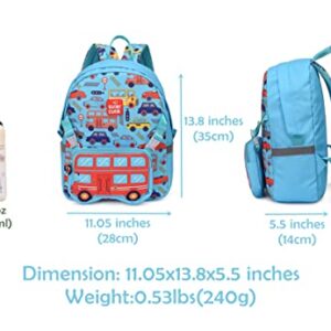 TONG&HIN.Y Toddler Backpack,Waterproof Preschool Backpack,Cute Kids Backpack,Backpack for Boys Girls with Shoulder Backpack (blue car)