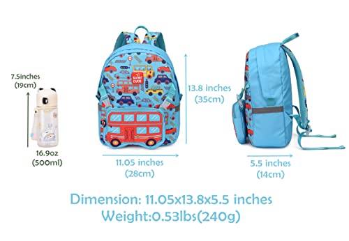 TONG&HIN.Y Toddler Backpack,Waterproof Preschool Backpack,Cute Kids Backpack,Backpack for Boys Girls with Shoulder Backpack (blue car)