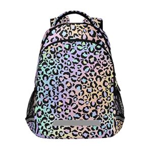 MNSRUU School Backpack with Chest Strap, Leopard Print Laptop Backpack, Travel Hiking Backpack for Boys Girls, Rucksack, Knapsack