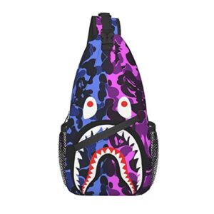 frenchsh camo shark crossbody shoulder bag casual backpack for adult boy one size