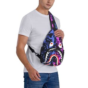 Frenchsh Camo Shark Crossbody Shoulder Bag Casual Backpack for Adult Boy One Size