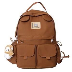 cutemoria girls cute school backpack college bookbag laptop backpack casual daypack lighweight backpack for travel work business (brown) one size