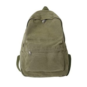 canvas backpack for women men vintage aesthetic school bags travel daypack boho hippie grunge backpack (sage green)