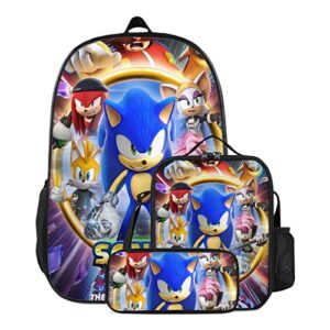 ervkgm cartoon backpack school bag bookbag cute 17 inch with lunch bag tote and pencil case box pouch set for boys girls