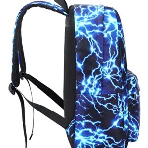 RBYGPL Backpack for Boys Elementary Bookbags Durable Lightweight Teenager Student School Bags Travel Waterproof Starry Lightning (1-Blue Lightning)