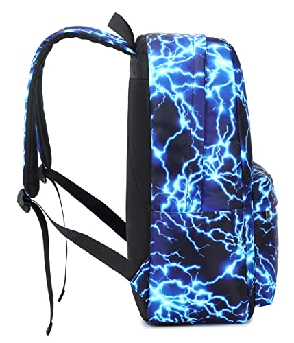 RBYGPL Backpack for Boys Elementary Bookbags Durable Lightweight Teenager Student School Bags Travel Waterproof Starry Lightning (1-Blue Lightning)