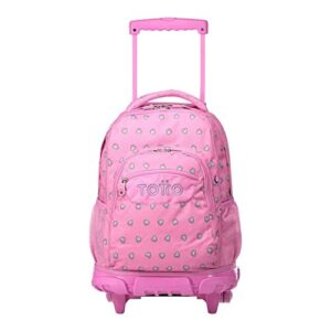 totto morral rue bomper ruled backpack with wheels, adults unisex, pink (pink), one size