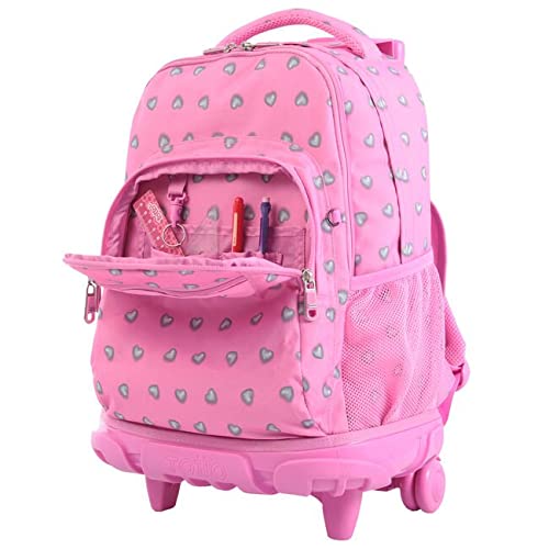 Totto Morral Rue Bomper Ruled Backpack with Wheels, Adults Unisex, Pink (Pink), One Size