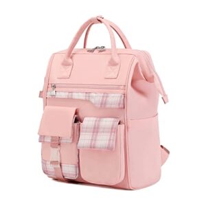 bevalsa casual backpack laptop backpack 15.6 inch stylish college school bag/casual daypacks/work bags /travel backpack for women men for teens girls anti-theft (pink)
