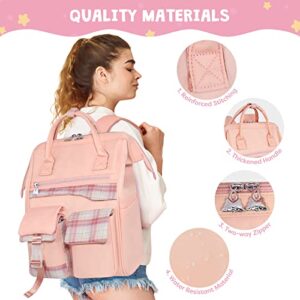 Bevalsa Casual Backpack Laptop Backpack 15.6 Inch Stylish College School Bag/Casual Daypacks/Work Bags /Travel Backpack for Women Men for Teens Girls Anti-Theft (Pink)