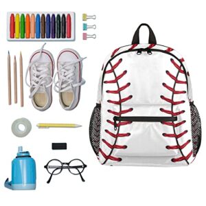 Sport Baseball Toddler Backpack for Boys and Girls,Baseball Lace Print Little Kids School Backpack for Daycare, Preschool, Kindergarten and Travel Children Bookbag with Chest Strap