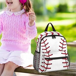 Sport Baseball Toddler Backpack for Boys and Girls,Baseball Lace Print Little Kids School Backpack for Daycare, Preschool, Kindergarten and Travel Children Bookbag with Chest Strap