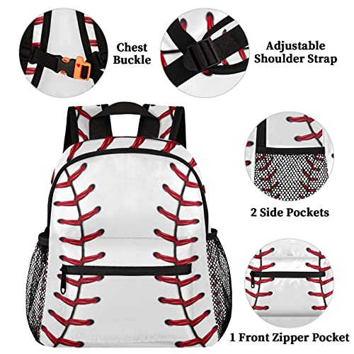 Sport Baseball Toddler Backpack for Boys and Girls,Baseball Lace Print Little Kids School Backpack for Daycare, Preschool, Kindergarten and Travel Children Bookbag with Chest Strap