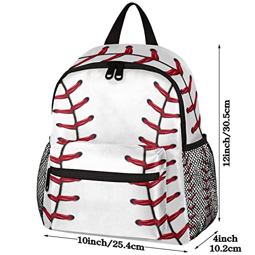 Sport Baseball Toddler Backpack for Boys and Girls,Baseball Lace Print Little Kids School Backpack for Daycare, Preschool, Kindergarten and Travel Children Bookbag with Chest Strap