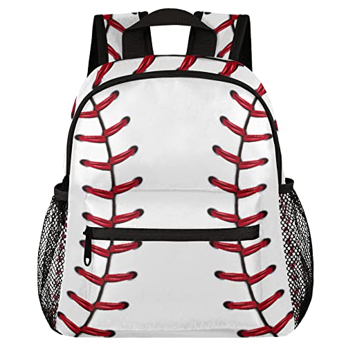 Sport Baseball Toddler Backpack for Boys and Girls,Baseball Lace Print Little Kids School Backpack for Daycare, Preschool, Kindergarten and Travel Children Bookbag with Chest Strap